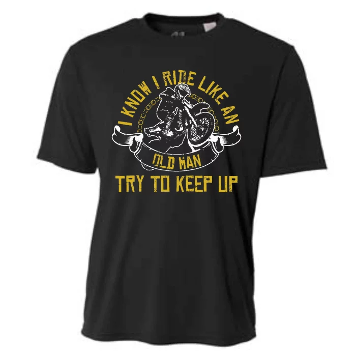 Old Man Bike Funny Dirtbike Motocross Cooling Performance Crew T-Shirt