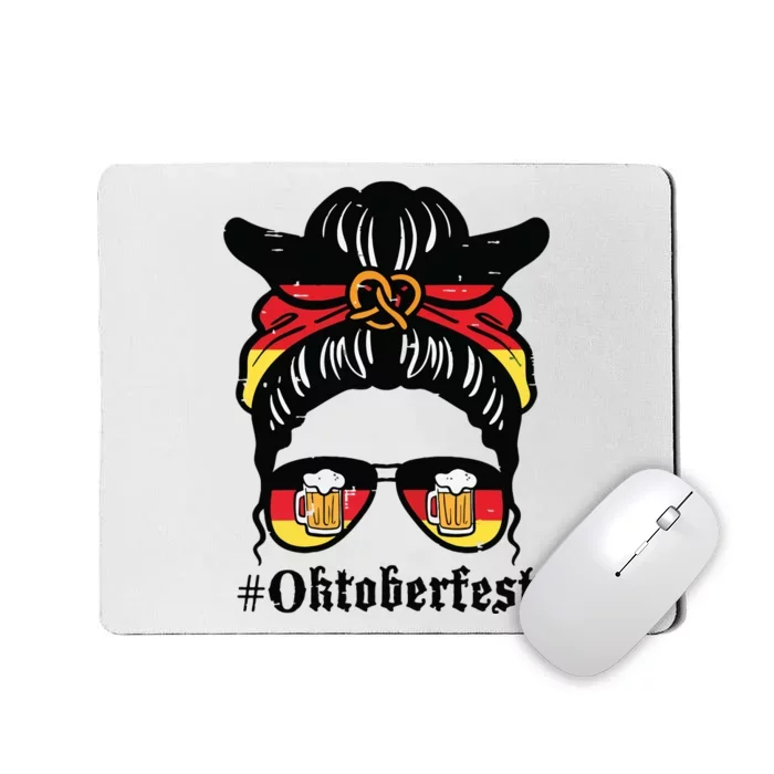 Oktoberfest Messy Bun German Flag Bavarian Festival Women Mousepad