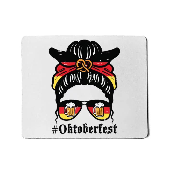 Oktoberfest Messy Bun German Flag Bavarian Festival Women Mousepad