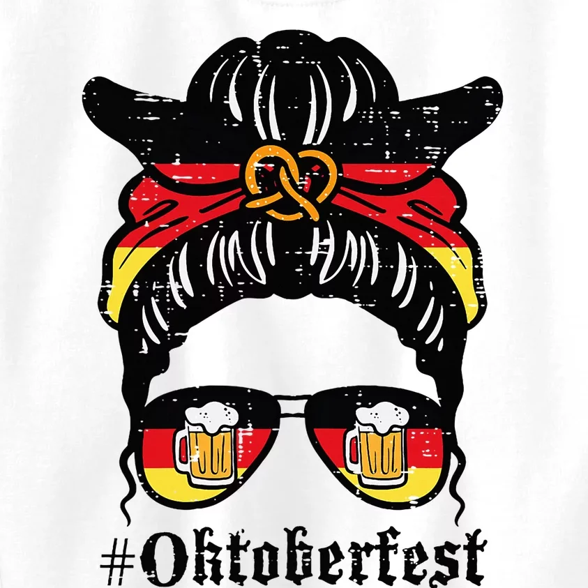 Oktoberfest Messy Bun German Flag Bavarian Festival Kids Sweatshirt