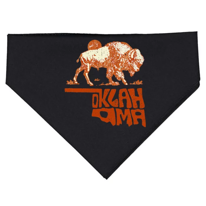 Oklahoma Map Bison Buffalo Oklahoma Souvenir USA-Made Doggie Bandana