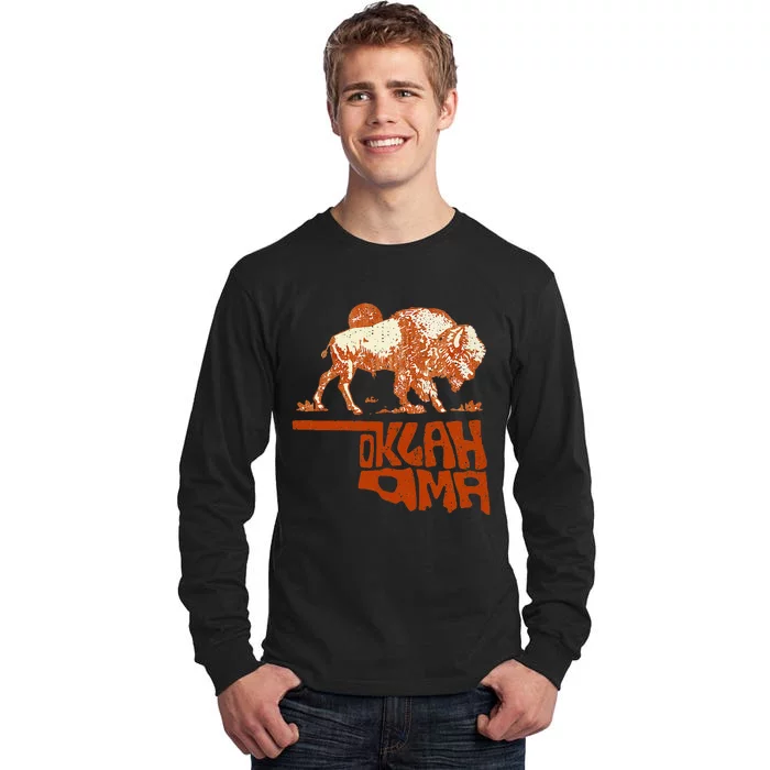 Oklahoma Map Bison Buffalo Oklahoma Souvenir Tall Long Sleeve T-Shirt