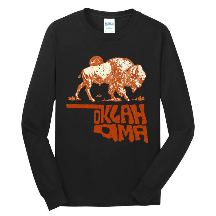 Oklahoma Map Bison Buffalo Oklahoma Souvenir Tall Long Sleeve T-Shirt