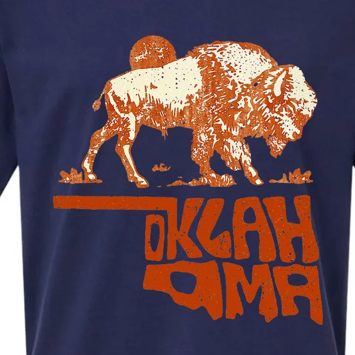 Oklahoma Map Bison Buffalo Oklahoma Souvenir Sueded Cloud Jersey T-Shirt