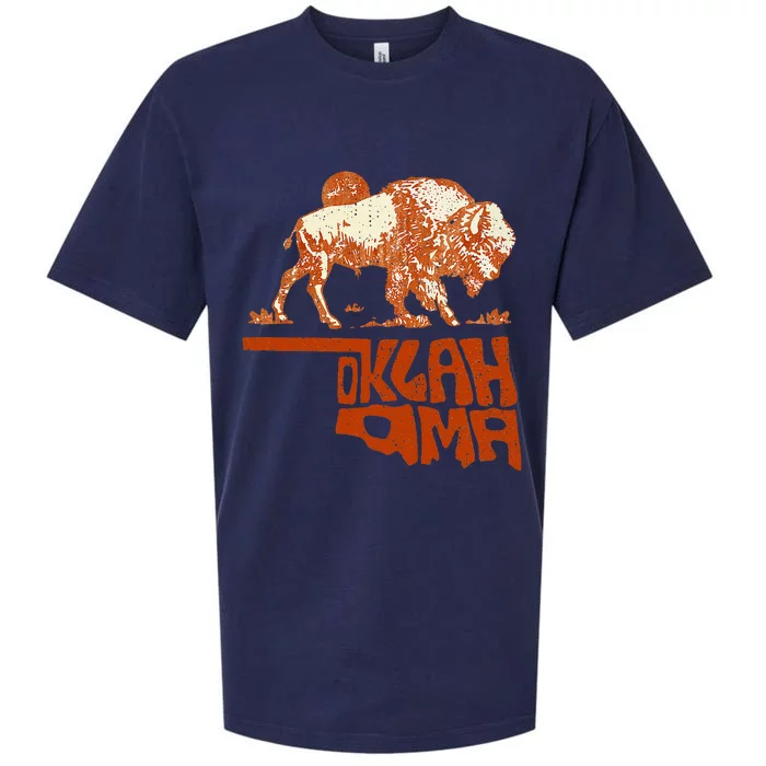 Oklahoma Map Bison Buffalo Oklahoma Souvenir Sueded Cloud Jersey T-Shirt