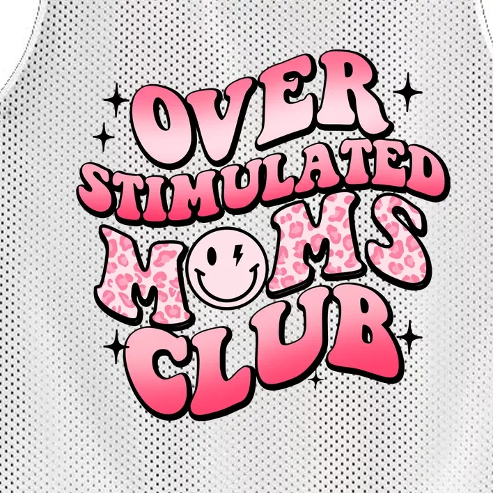 Overstimulated Moms Club Boho Groovy Funny Mothers Day Mesh Reversible Basketball Jersey Tank