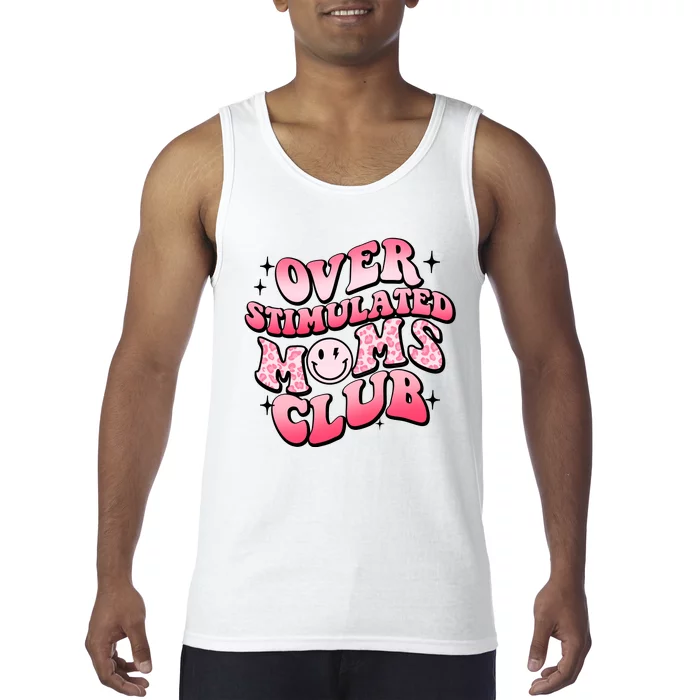 Overstimulated Moms Club Boho Groovy Funny Mothers Day Tank Top