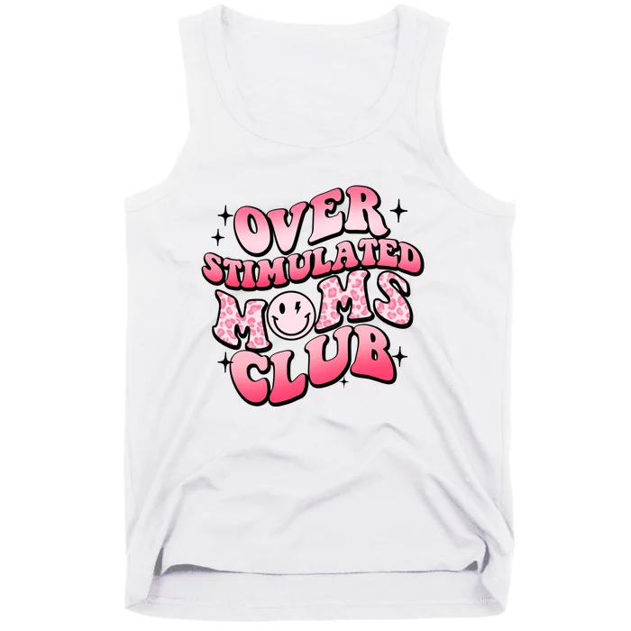 Overstimulated Moms Club Boho Groovy Funny Mothers Day Tank Top