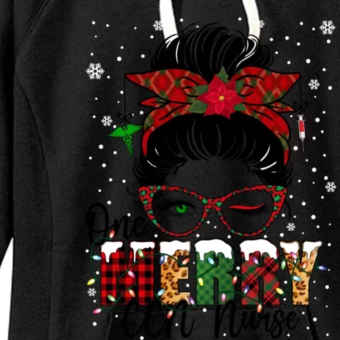 One Merry Ccn Nurse Messy Bun Christmas Love Nurse Life Gift Women's Fleece Hoodie