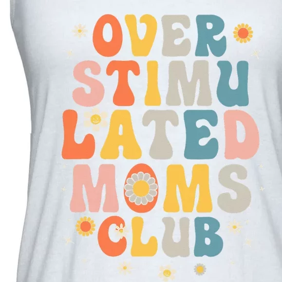 Overstimulated Moms Club Funny Saying Groovy Ladies Essential Flowy Tank