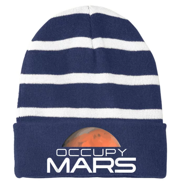 Occupy Mars Colonize Space Striped Beanie with Solid Band