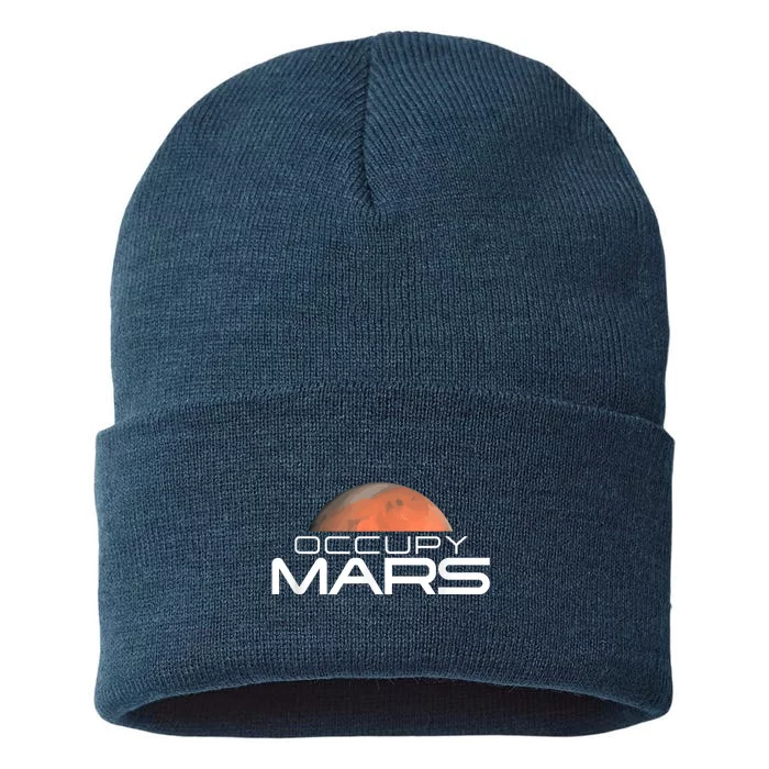 Occupy Mars Colonize Space Sustainable Knit Beanie