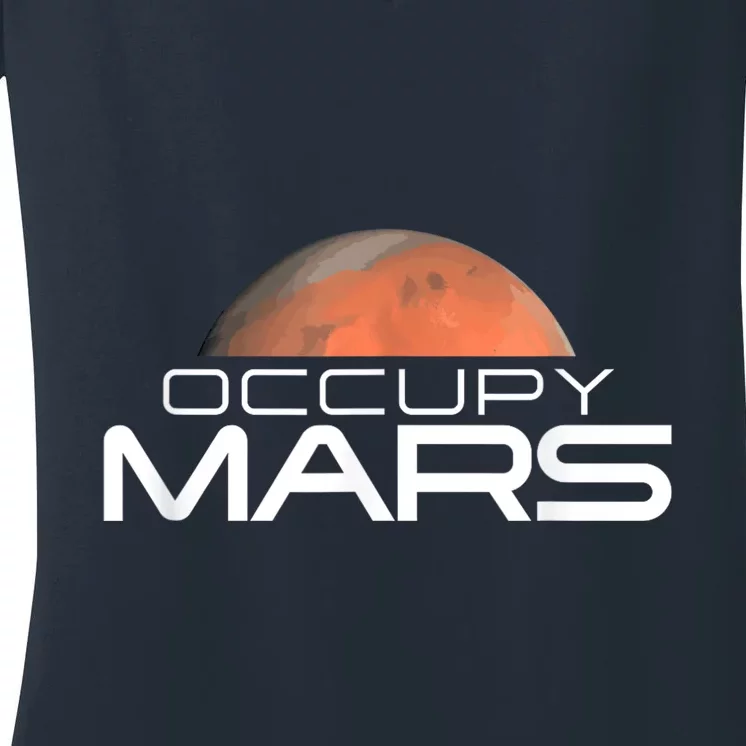 Occupy Mars Colonize Space Women's V-Neck T-Shirt