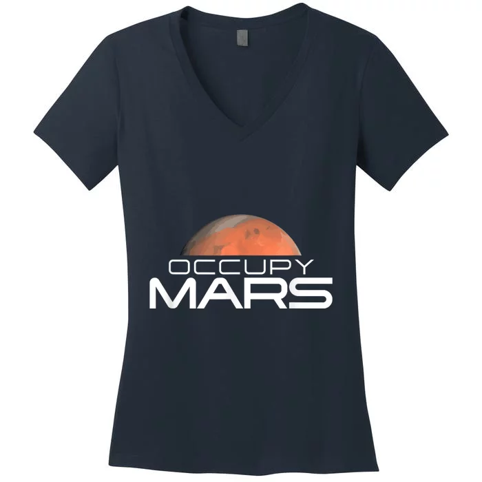 Occupy Mars Colonize Space Women's V-Neck T-Shirt