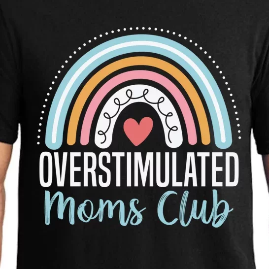 Overstimulated Moms Club Funny Motherhood Trendy Mom Groovy Pajama Set