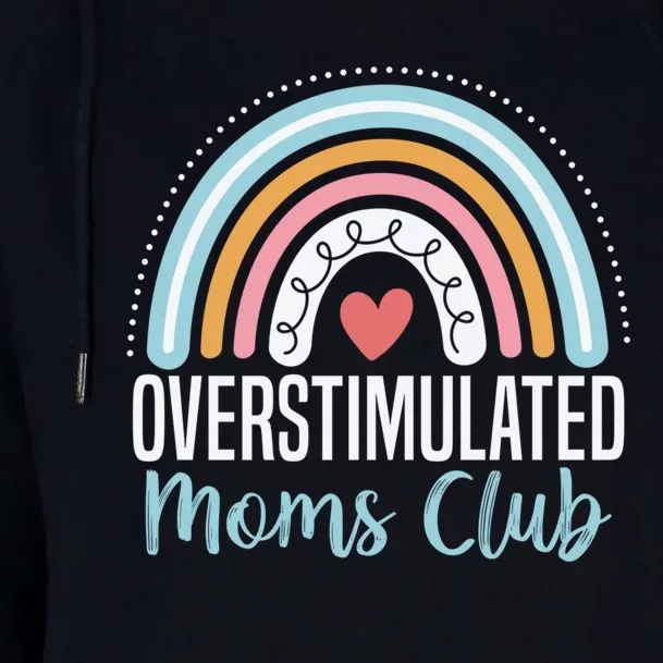 Overstimulated Moms Club Funny Motherhood Trendy Mom Groovy Womens Funnel Neck Pullover Hood