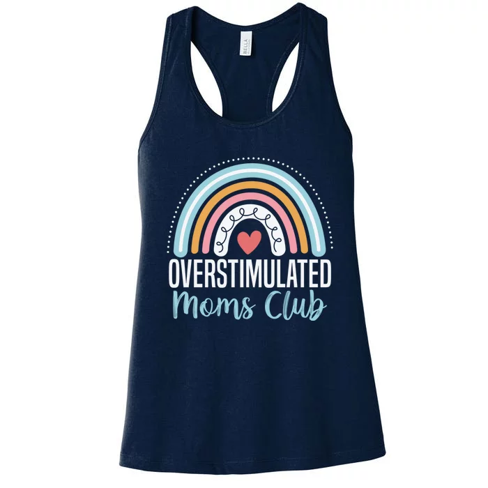 Overstimulated Moms Club Funny Motherhood Trendy Mom Groovy Women's Racerback Tank