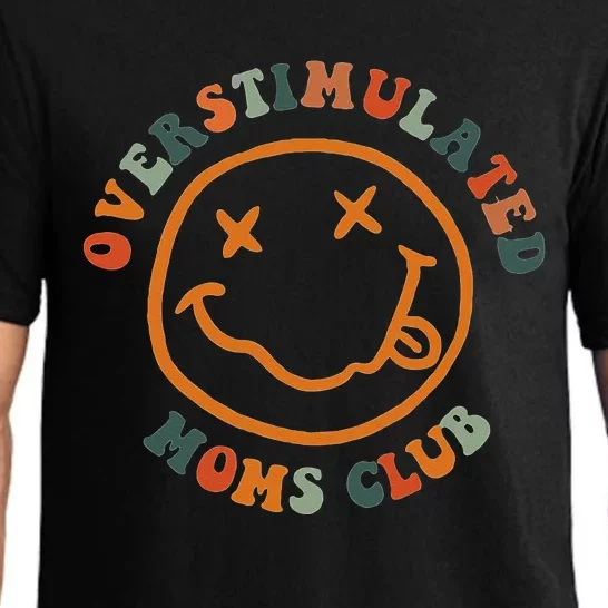 Overstimulated Moms Club Retro Groovy On Back Pajama Set