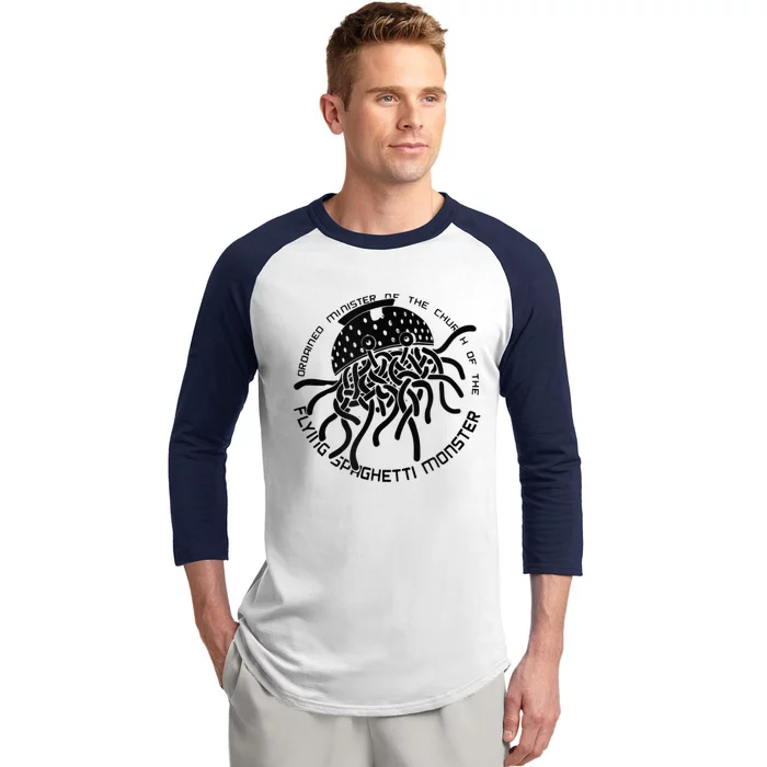 Ordained Minister Church Of The Flying Spaghetti Monster FSM Baseball Sleeve Shirt