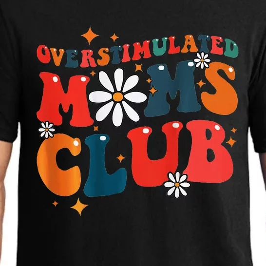 Overstimulated Moms Club Groovy Funny Trendy Words Pajama Set