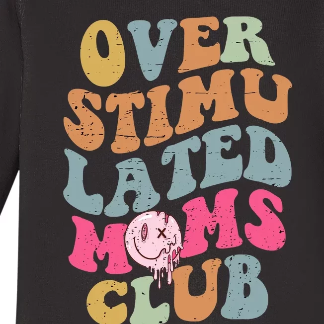 Overstimulated Moms Club Funny Saying Groovy Wo Baby Long Sleeve Bodysuit