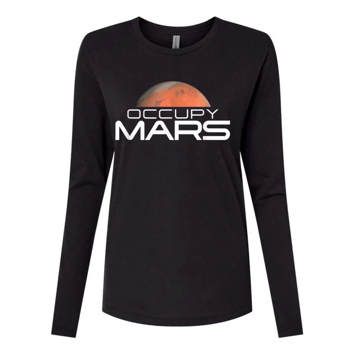 Occupy Mars Colonize Space Womens Cotton Relaxed Long Sleeve T-Shirt