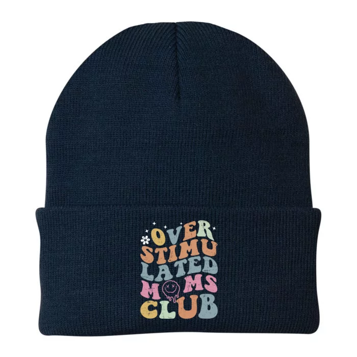 Overstimulated Moms Club Funny Saying Groovy Gift Knit Cap Winter Beanie