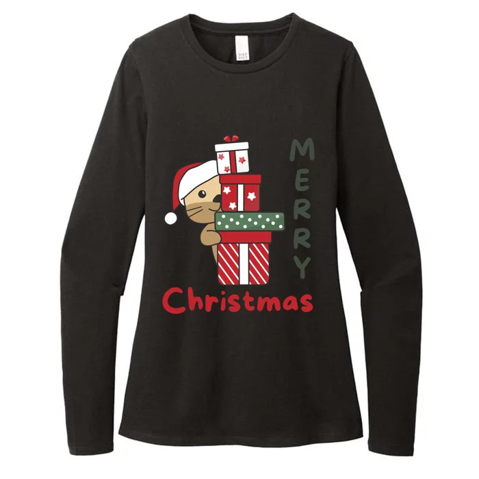 Otter Merry Christmas Festive Season Otter Gift Womens CVC Long Sleeve Shirt