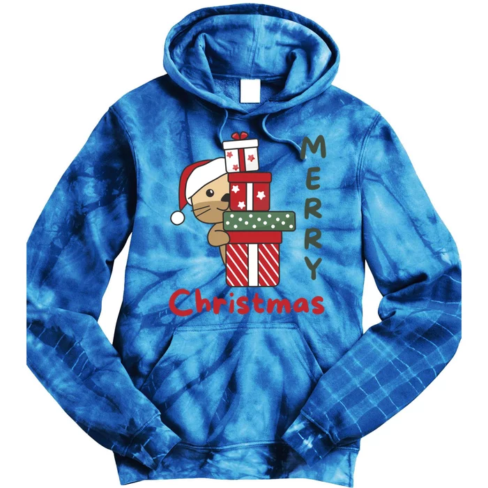 Otter Merry Christmas Festive Season Otter Gift Tie Dye Hoodie