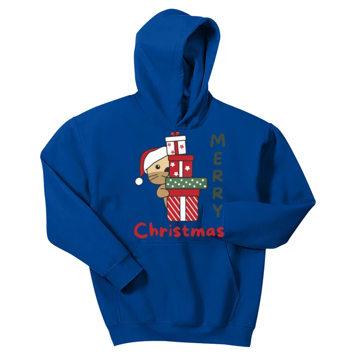 Otter Merry Christmas Festive Season Otter Gift Kids Hoodie