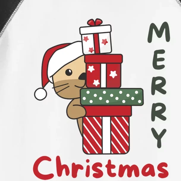 Otter Merry Christmas Festive Season Otter Gift Toddler Fine Jersey T-Shirt