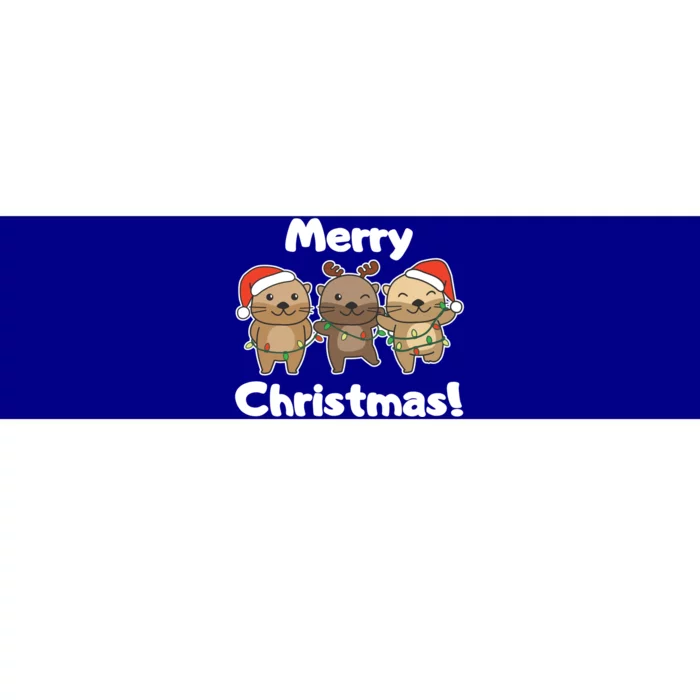 Otter Merry Christmas Winter Animals Otter Gift Bumper Sticker