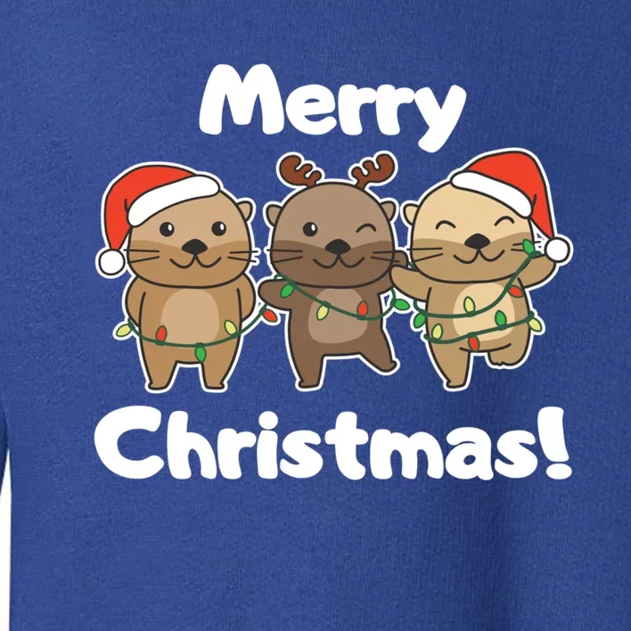 Otter Merry Christmas Winter Animals Otter Gift Toddler Sweatshirt