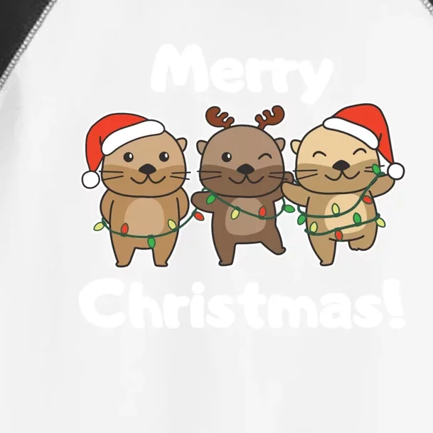 Otter Merry Christmas Winter Animals Otter Gift Toddler Fine Jersey T-Shirt