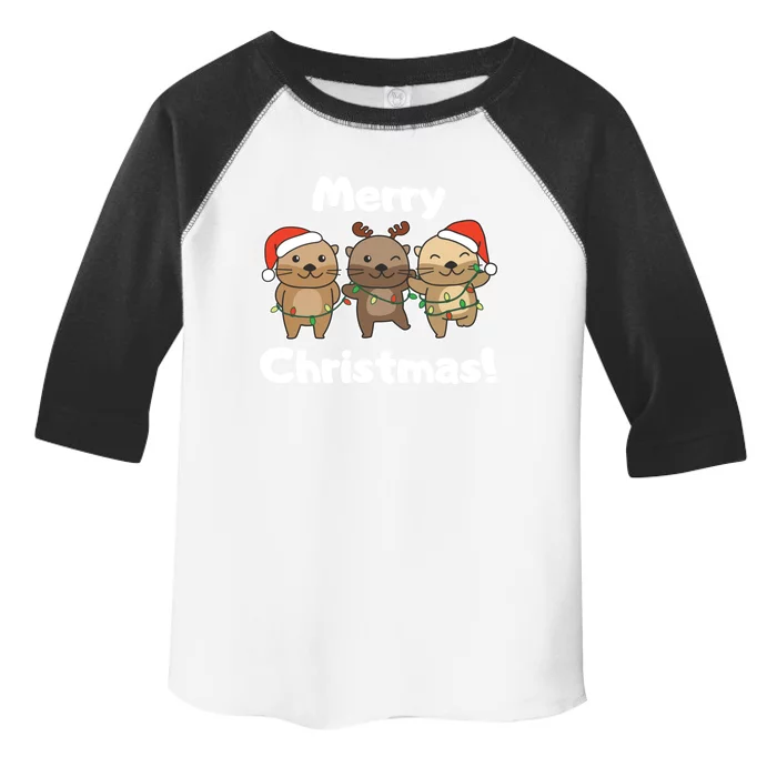 Otter Merry Christmas Winter Animals Otter Gift Toddler Fine Jersey T-Shirt