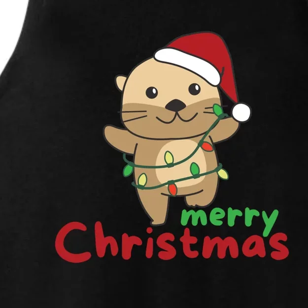 Otter Merry Christmas Winter Otter Christmas Cute Gift Ladies Tri-Blend Wicking Tank