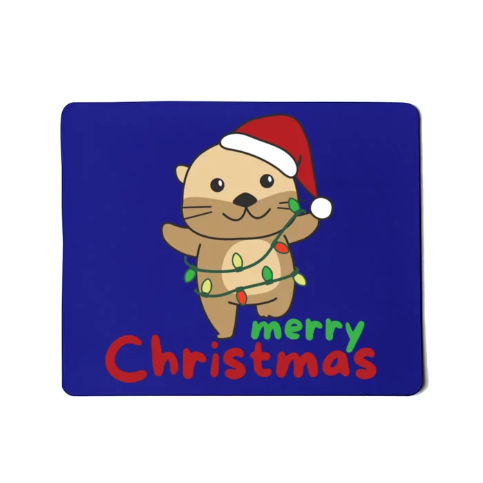 Otter Merry Christmas Winter Otter Christmas Cute Gift Mousepad