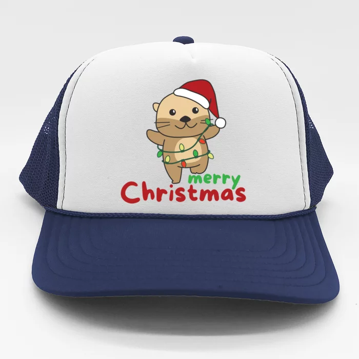 Otter Merry Christmas Winter Otter Christmas Cute Gift Trucker Hat