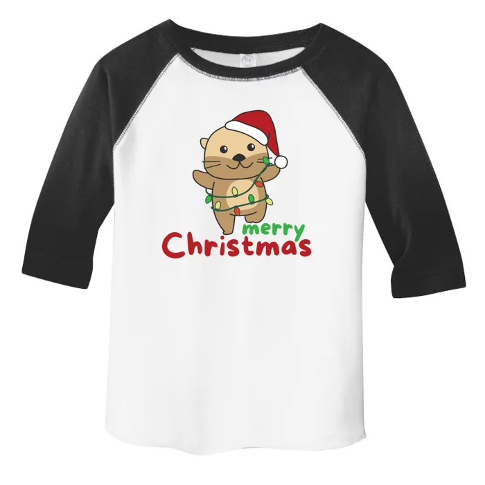 Otter Merry Christmas Winter Otter Christmas Cute Gift Toddler Fine Jersey T-Shirt