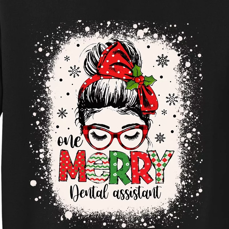 One Merry Dental Assistant Messy Bun Dental Nurse Christmas Sweatshirt