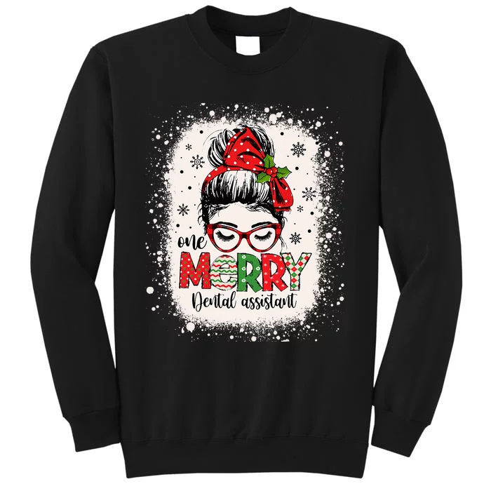 One Merry Dental Assistant Messy Bun Dental Nurse Christmas Sweatshirt