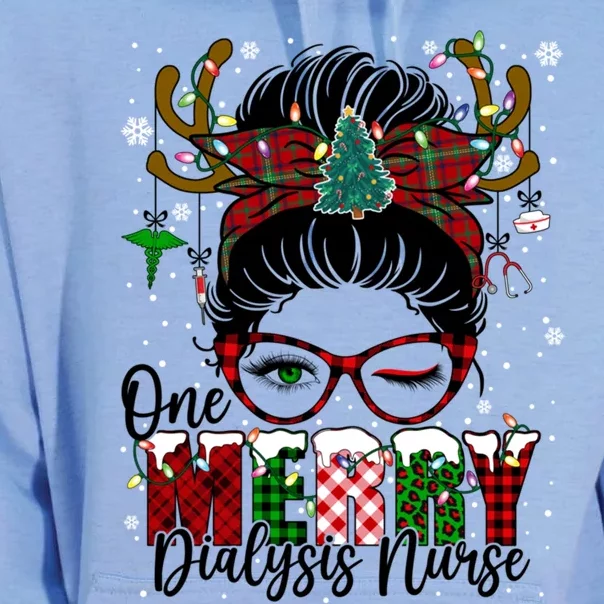 One Merry Dialysis Nurse Messy Bun Christmas Love Nurse Life Gift Unisex Surf Hoodie