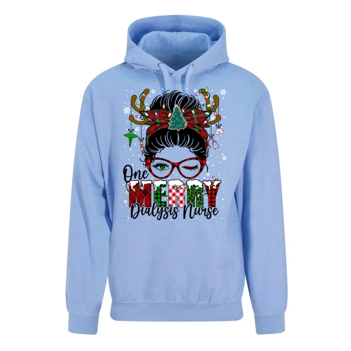 One Merry Dialysis Nurse Messy Bun Christmas Love Nurse Life Gift Unisex Surf Hoodie