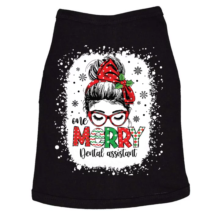 One Merry Dental Assistant Messy Bun Dental Nurse Christmas Doggie Tank