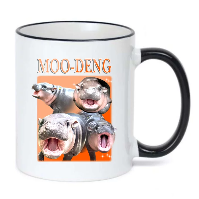 Orange Moo Deng Meme Hippo Black Color Changing Mug