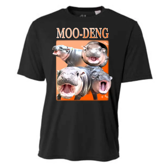 Orange Moo Deng Meme Hippo Cooling Performance Crew T-Shirt