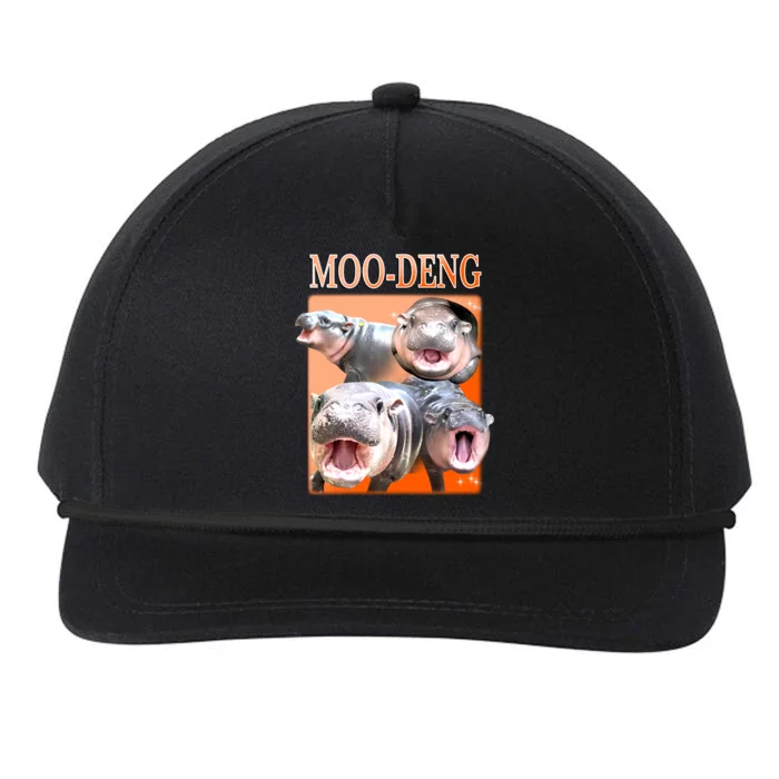 Orange Moo Deng Meme Hippo Snapback Five-Panel Rope Hat