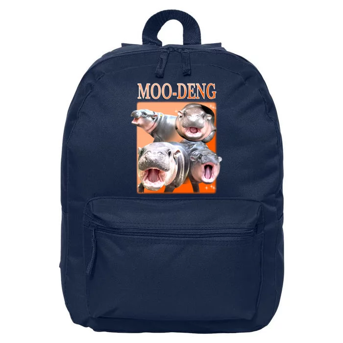 Orange Moo Deng Meme Hippo 16 in Basic Backpack