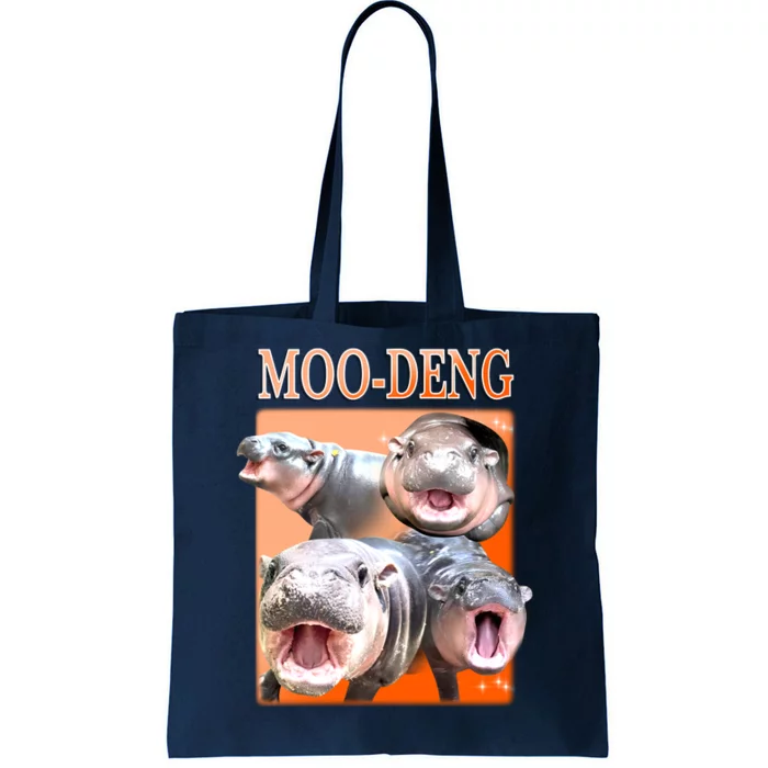 Orange Moo Deng Meme Hippo Tote Bag