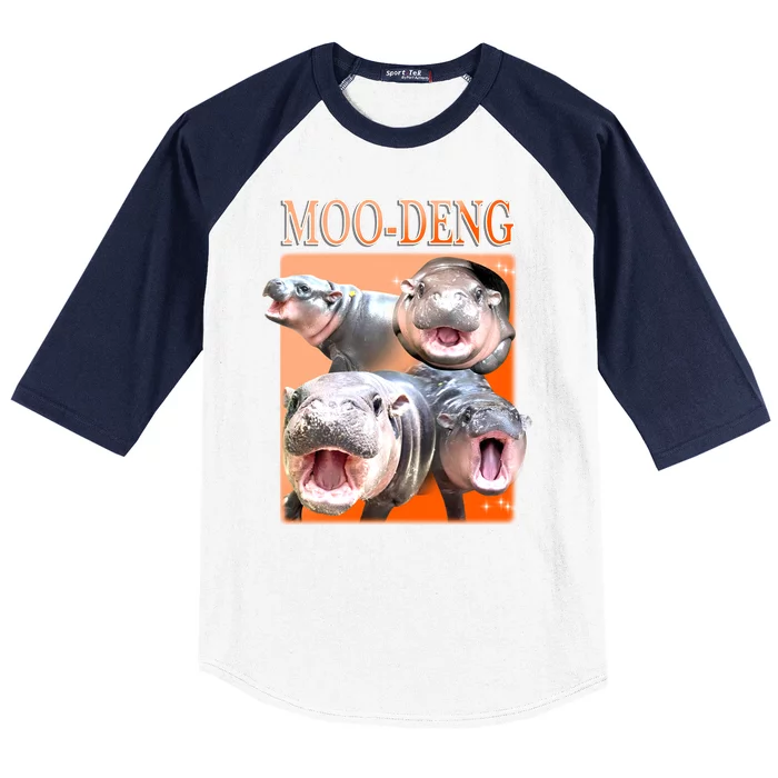 Orange Moo Deng Meme Hippo Baseball Sleeve Shirt